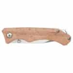 Dave pocket knife with belt clip – Wood front view