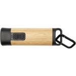 Kuma bamboo/RCS recycled plastic torch with carabiner – Natural front view