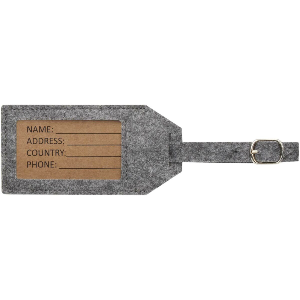 Tie luggage tag – Grey front view