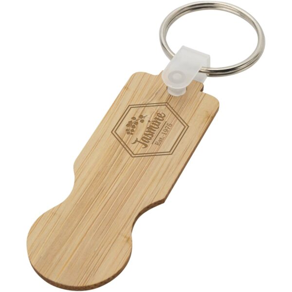 Ronan bamboo trolley keychain – Natural with logo