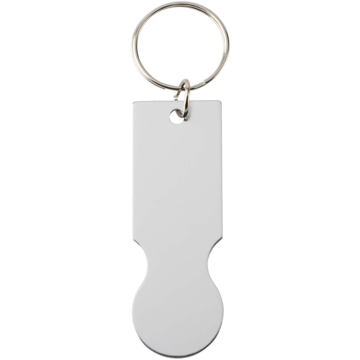 Rhea shopping cart keyring – Silver back view