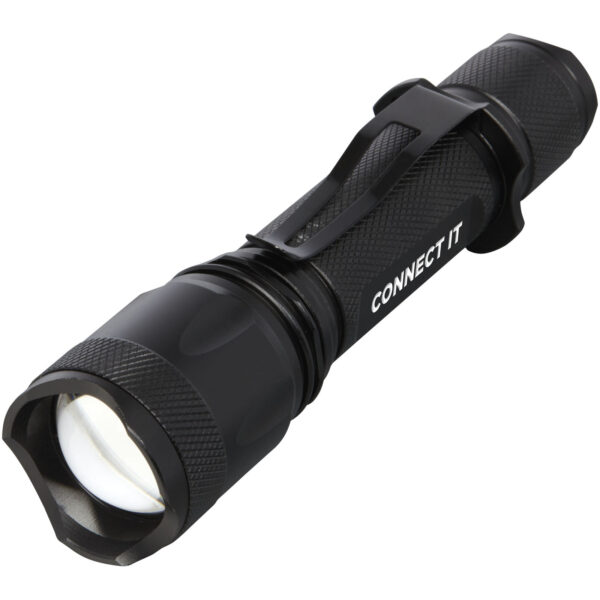 Mears 5W rechargeable tactical flashlight – Solid black with logo