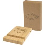 Bubup bamboo 2-angled tablet and phone stand – Wood with logo