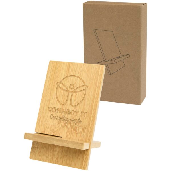 Ceibo detachable bamboo phone stand – Wood with logo