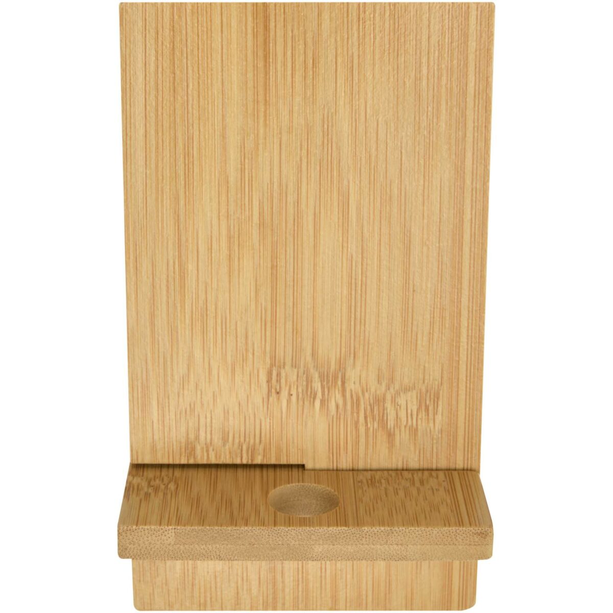 Ceibo detachable bamboo phone stand – Wood front view