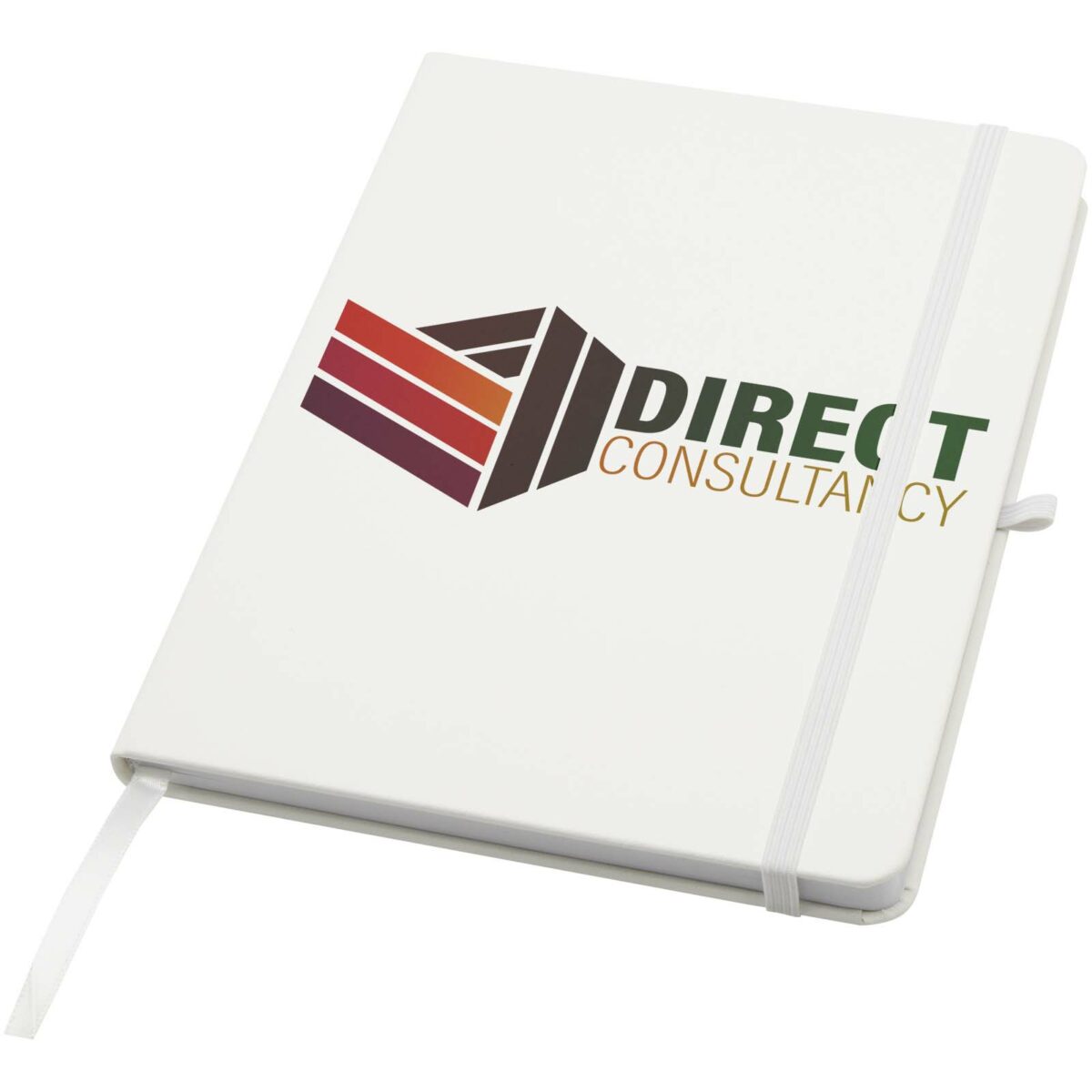 Teak A5 recycled hard cover notebook with lined pages – White with logo