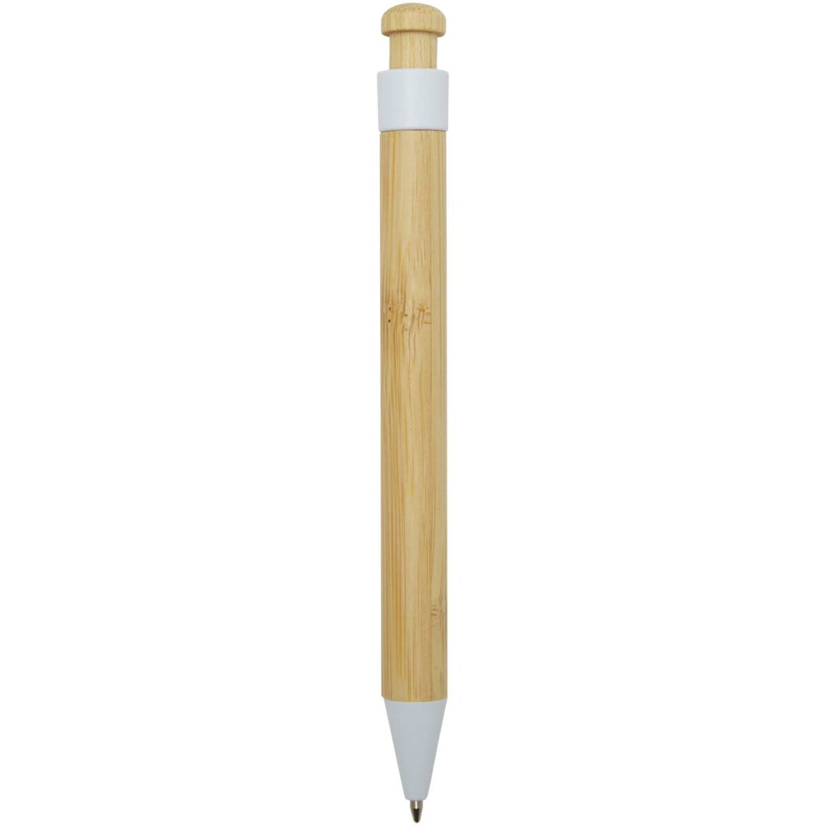 Rattan bamboo and recycled plastic ballpoint pen (black ink) – White back view