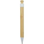 Rattan bamboo and recycled plastic ballpoint pen (black ink) – White back view