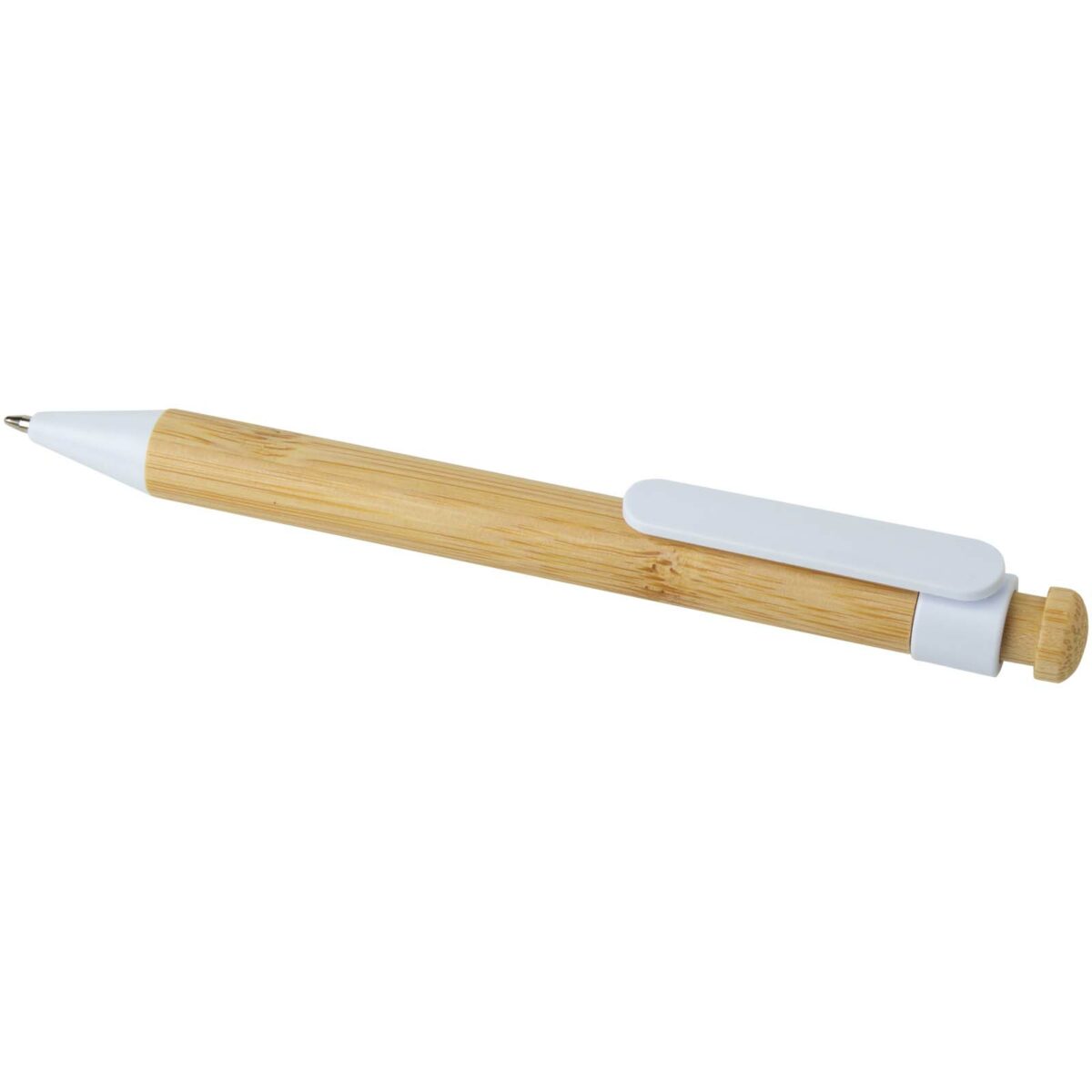 Rattan bamboo and recycled plastic ballpoint pen (black ink) – White extra view