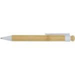 Rattan bamboo and recycled plastic ballpoint pen (black ink) – White front view