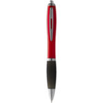 Nash ballpoint pen coloured barrel and black grip (black ink) – Red front view