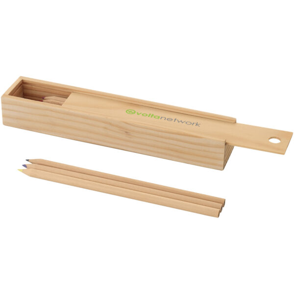 Pines 12-piece wooden pencil set – Natural with logo