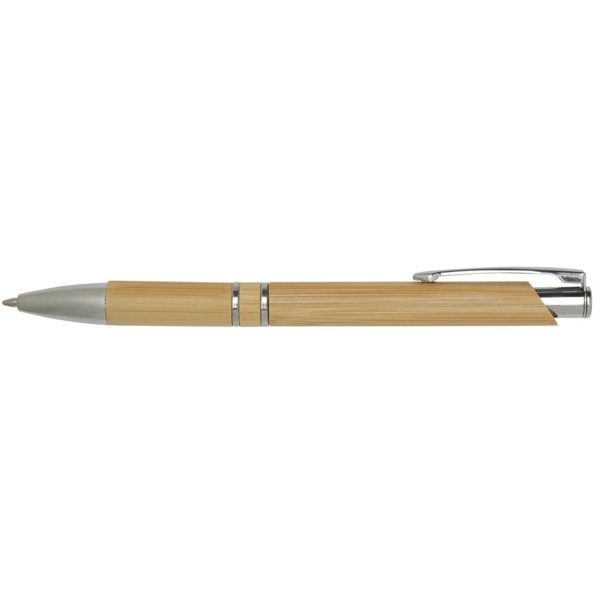 Wicker bamboo ballpoint pen (black ink) – Natural front view