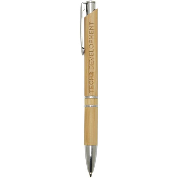 Wicker bamboo ballpoint pen (black ink) – Natural with logo