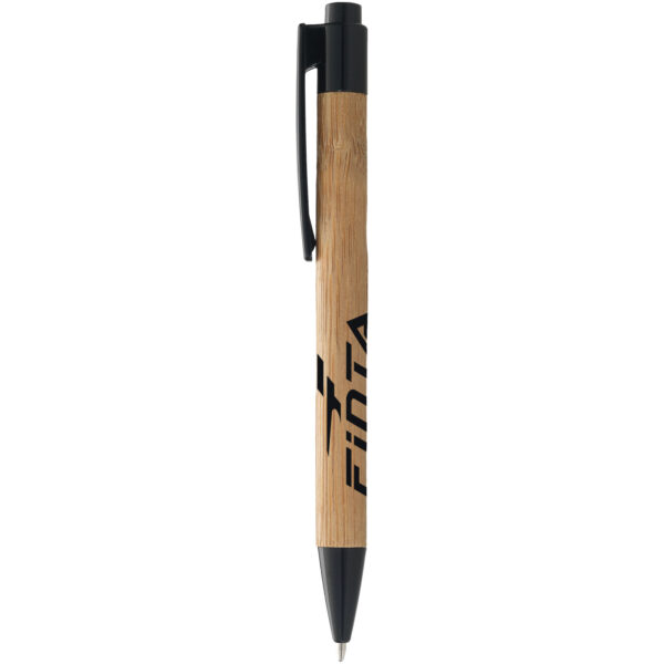 Borneo bamboo ballpoint pen (black ink) – Natural with logo