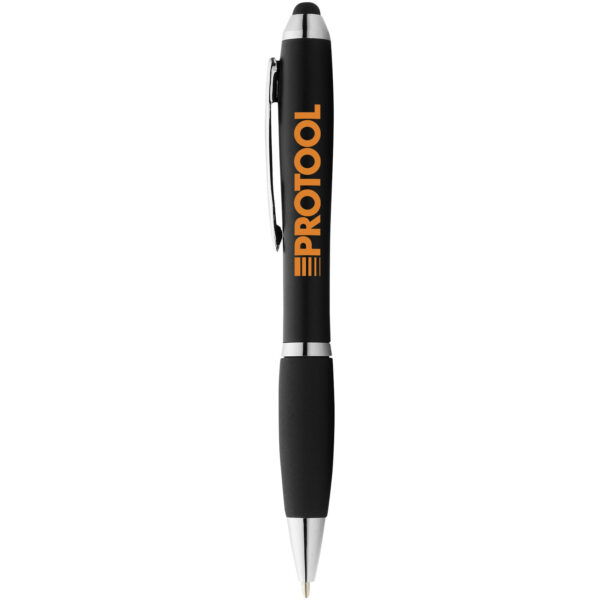 Nash coloured stylus ballpoint pen with black grip (black ink) – Solid black with logo