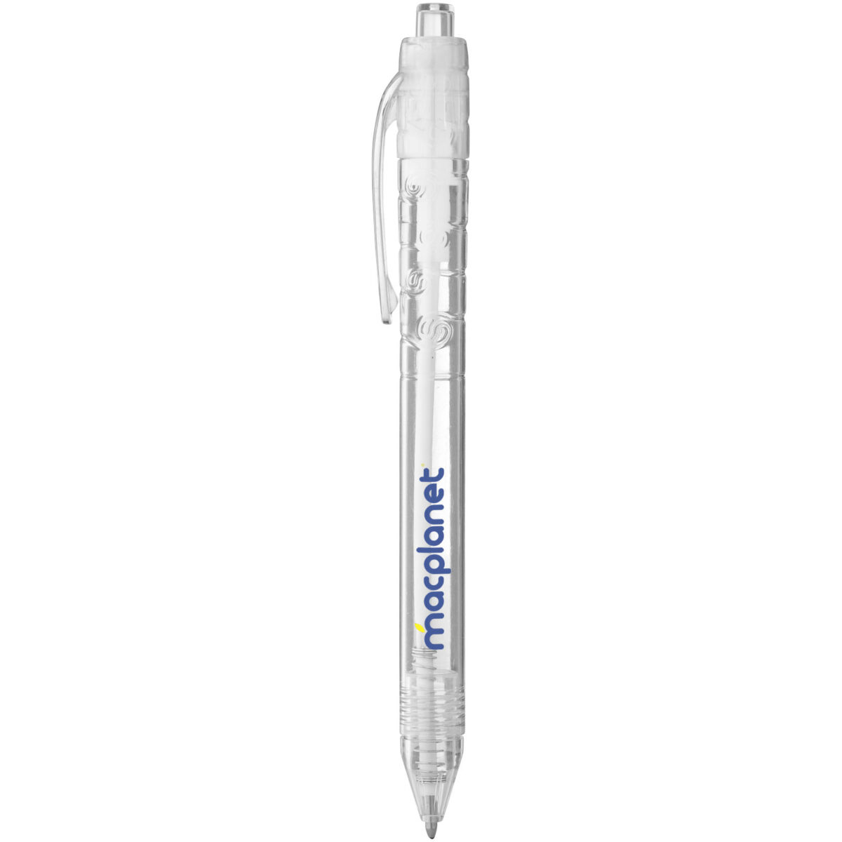 Vancouver recycled PET ballpoint pen (black ink) – Transparent clear with logo