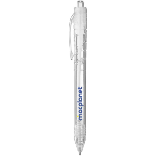 Vancouver recycled PET ballpoint pen (black ink) – Transparent clear with logo