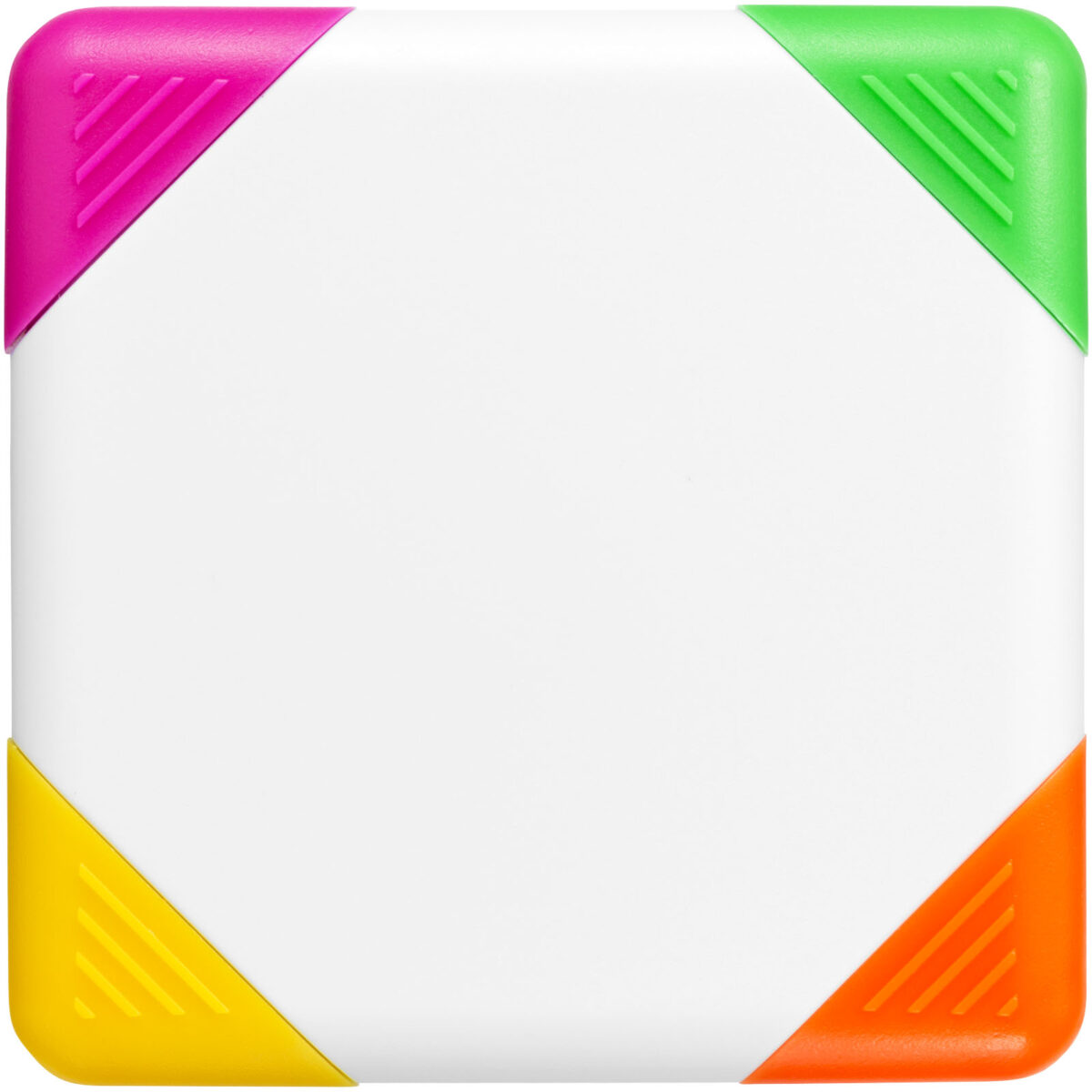 Trafalgar square-shaped 4-colour highlighter – White front view