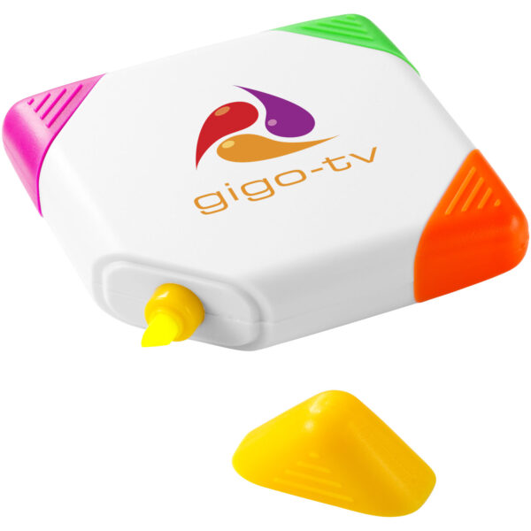 Trafalgar square-shaped 4-colour highlighter – White with logo