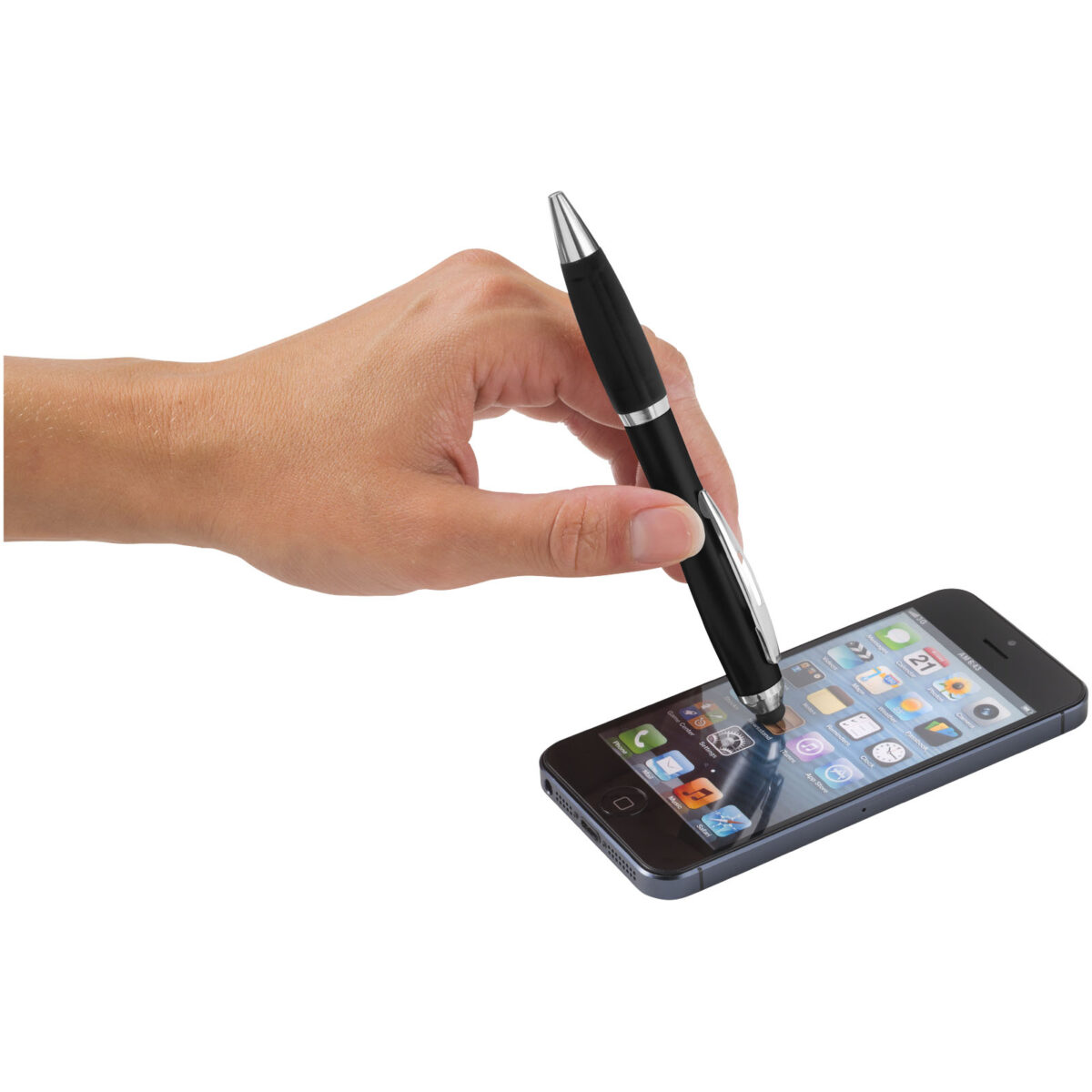 Nash coloured stylus ballpoint pen with black grip (blue ink) – Solid black extra view