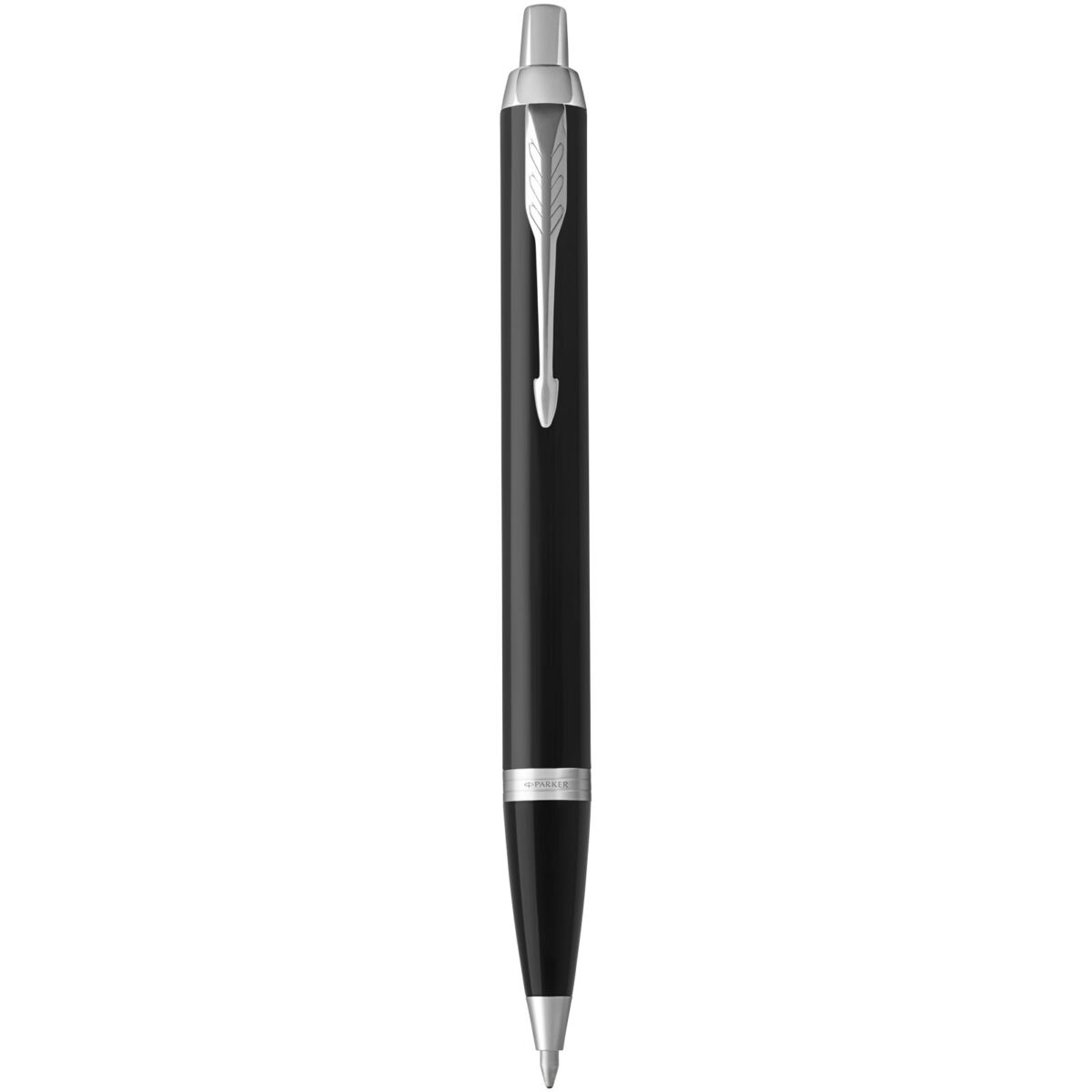 Parker IM ballpoint pen (blue ink) – Solid black front view