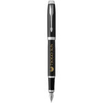 Parker IM fountain pen (blue ink) – Solid black with logo