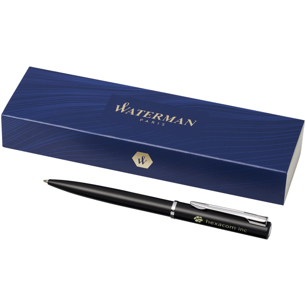 Waterman Allure ballpoint pen (blue ink) – Solid black with logo