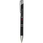 Moneta aluminium click ballpoint pen (blue ink) – Solid black with logo