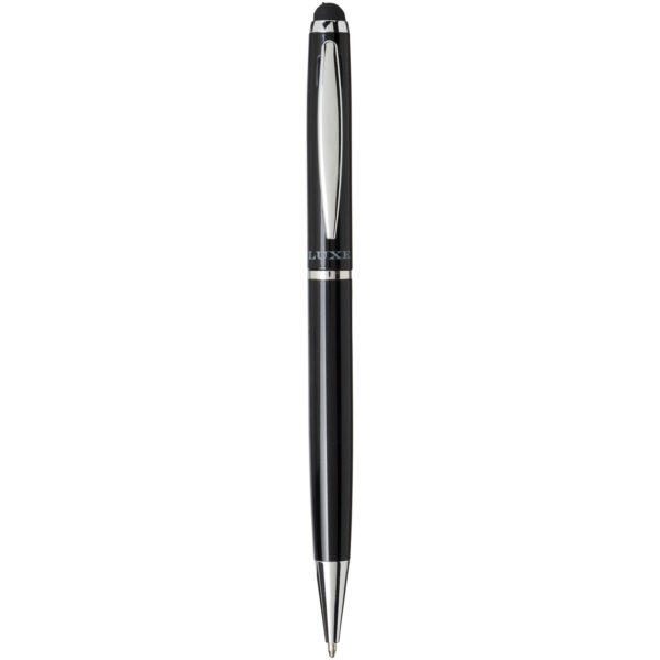 Lento stylus ballpoint pen (black ink) – Solid black front view