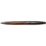 Loure wood barrel ballpoint pen (black ink) – Solid black front view