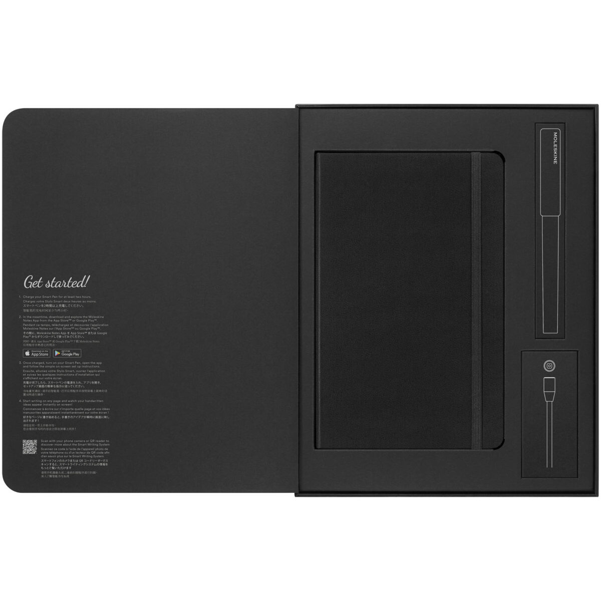 Moleskine Smart writing set – Solid black front view