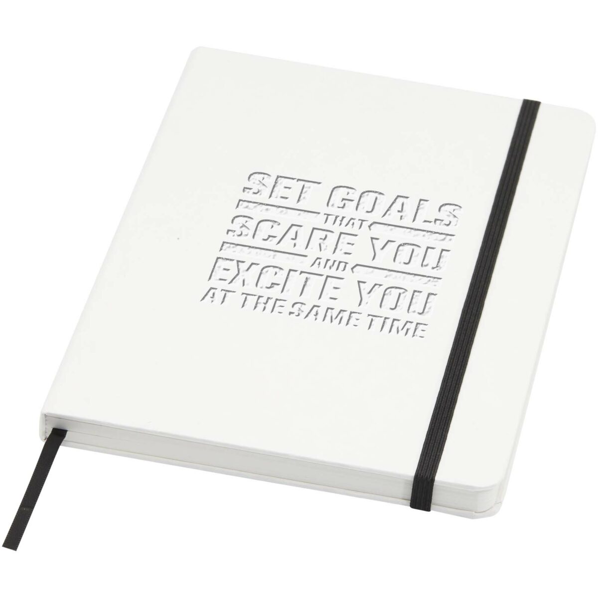 Holm A5 stone paper hard cover notebook with lined pages – White with logo