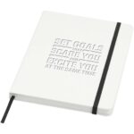 Holm A5 stone paper hard cover notebook with lined pages – White with logo