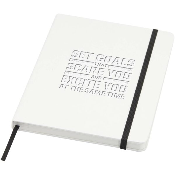 Holm A5 stone paper hard cover notebook with lined pages – White with logo