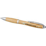 Nash bamboo ballpoint pen (blue ink) – Natural with logo