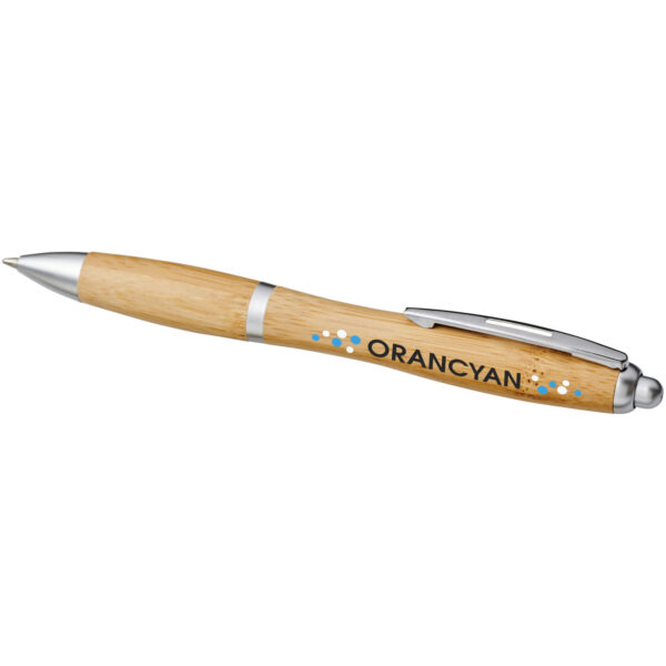 Nash bamboo ballpoint pen (blue ink) – Natural with logo
