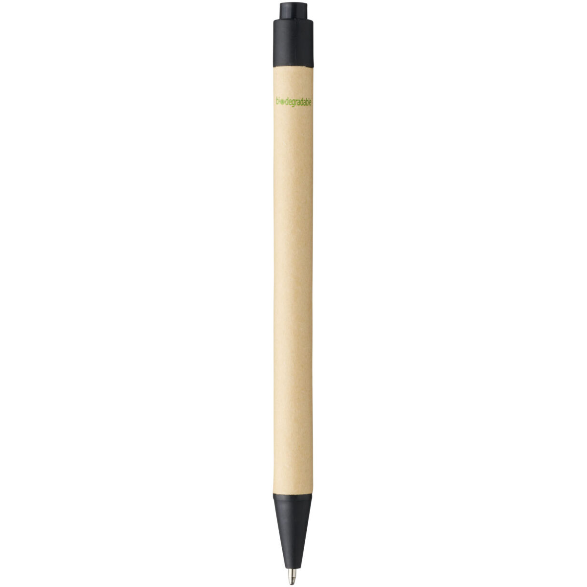 Berk recycled carton and corn plastic ballpoint pen (black ink) – Solid black back view