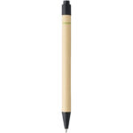 Berk recycled carton and corn plastic ballpoint pen (black ink) – Solid black back view