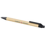 Berk recycled carton and corn plastic ballpoint pen (black ink) – Solid black with logo