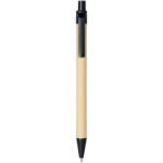 Berk recycled carton and corn plastic ballpoint pen (black ink) – Solid black front view