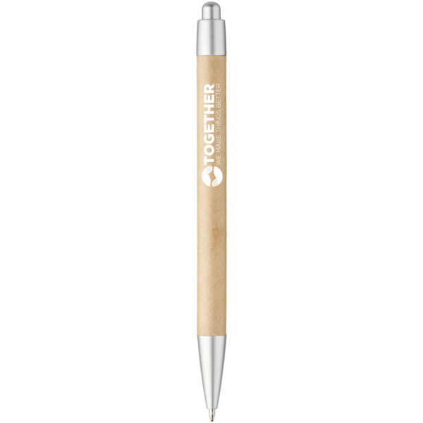 Tiflet recycled paper ballpoint pen (black ink) – Brown with logo