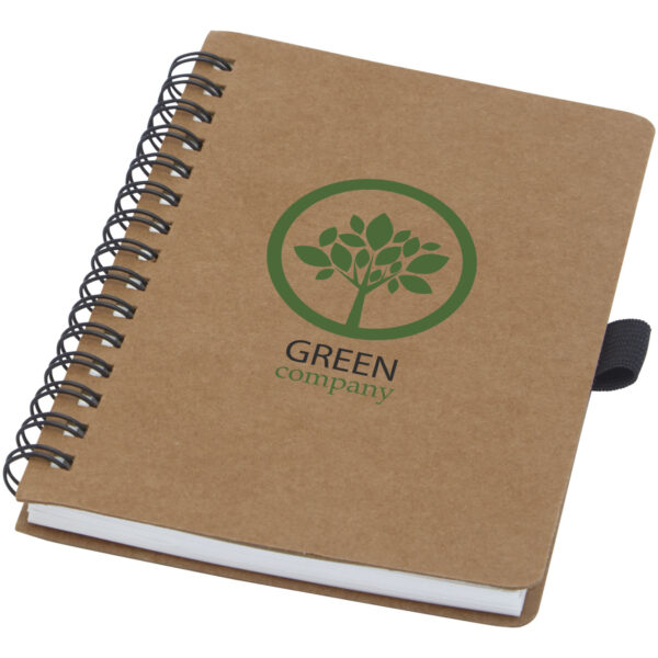 Cobble A6 wire-o recycled cardboard notebook with stone paper – Natural with logo
