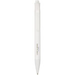 Terra corn plastic ballpoint pen (blue ink) – White with logo