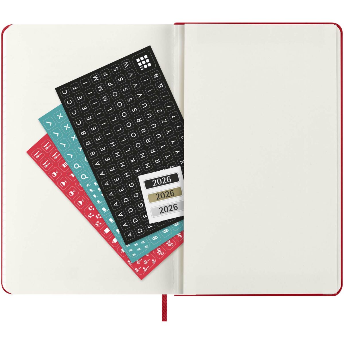 Moleskine hard cover 12 month L daily planner – Scarlet red extra view