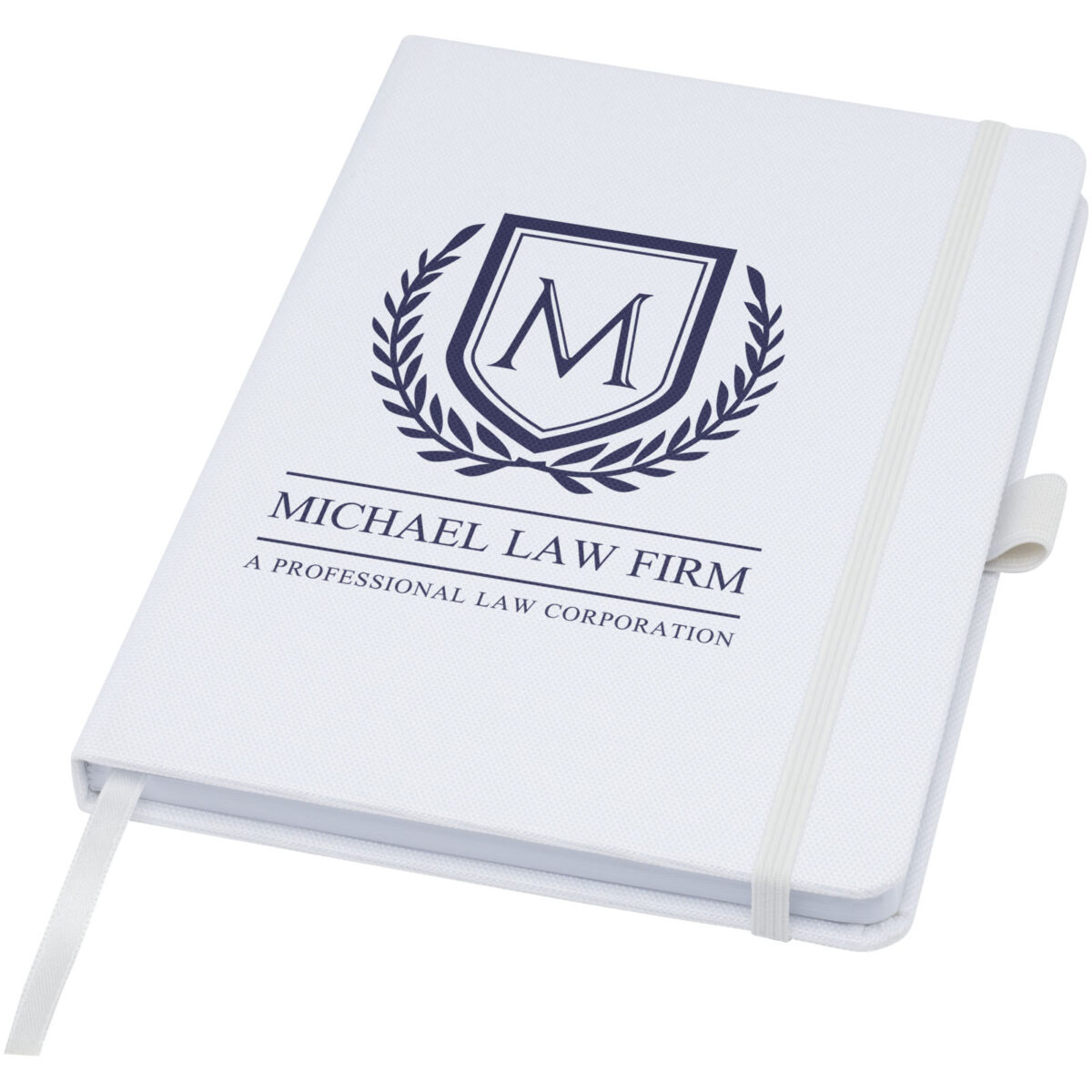 Honua A5 recycled paper notebook with recycled PET cover – White with logo