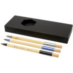 Kerf 3-piece bamboo pen set – Solid black with logo