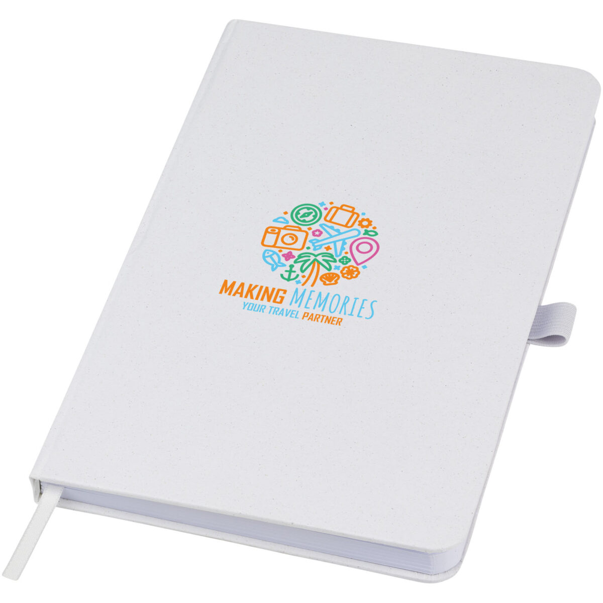 Fabianna crush paper hard cover notebook – White with logo