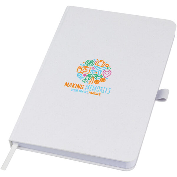 Fabianna crush paper hard cover notebook – White with logo