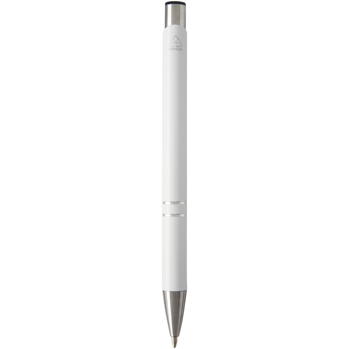 Moneta recycled aluminium ballpoint pen (black ink) – White back view